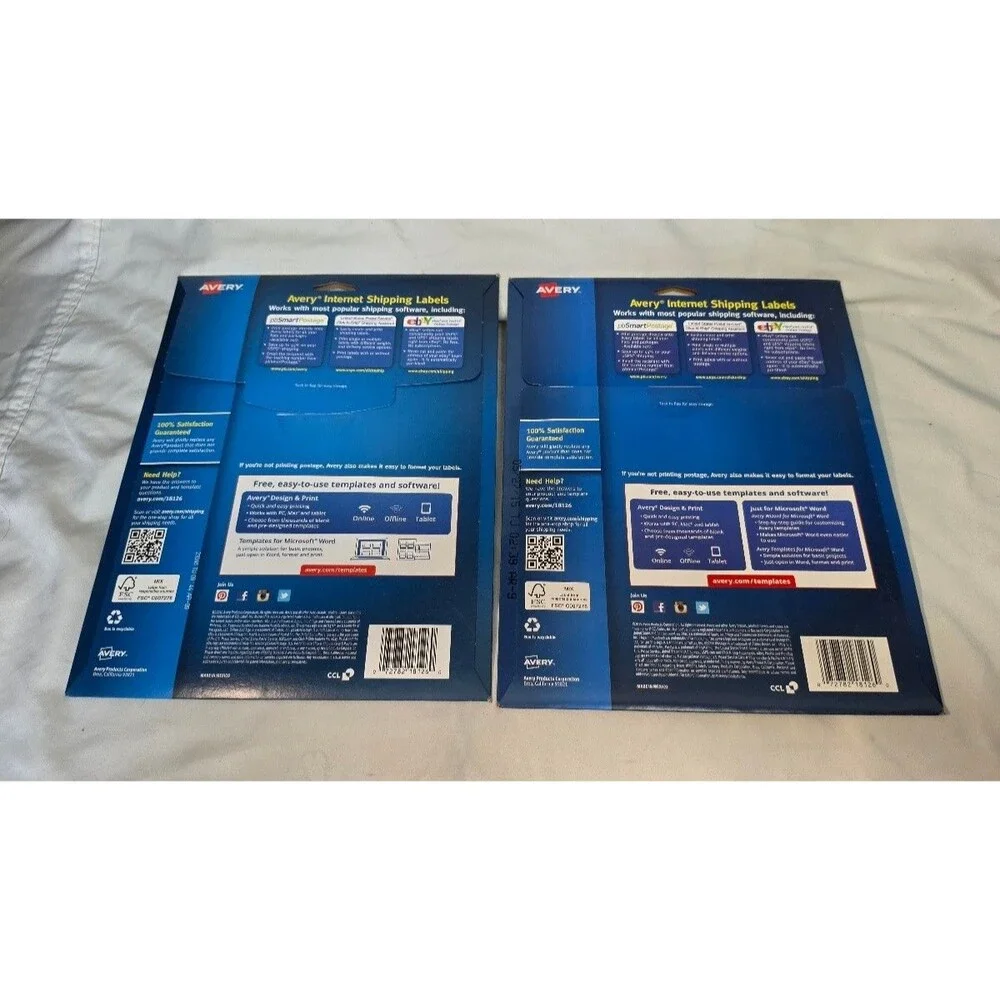 Lot of 2 Avery 18126 Internet Shipping Labels 5 1/2 x 8 1/2 White Laser Inkjet
